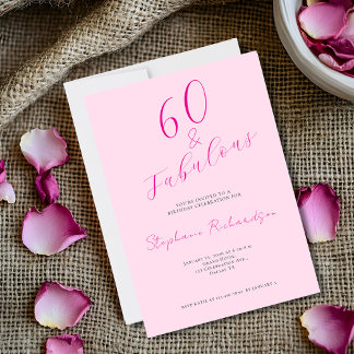Rosa Skript Sechzig und Fantastisch 60. Geburtstag Einladung