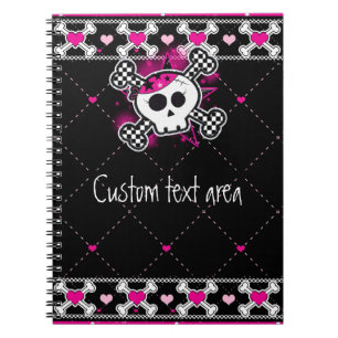 Rosa Skull Crossbones & Hearts Notebook-Journal Notizblock