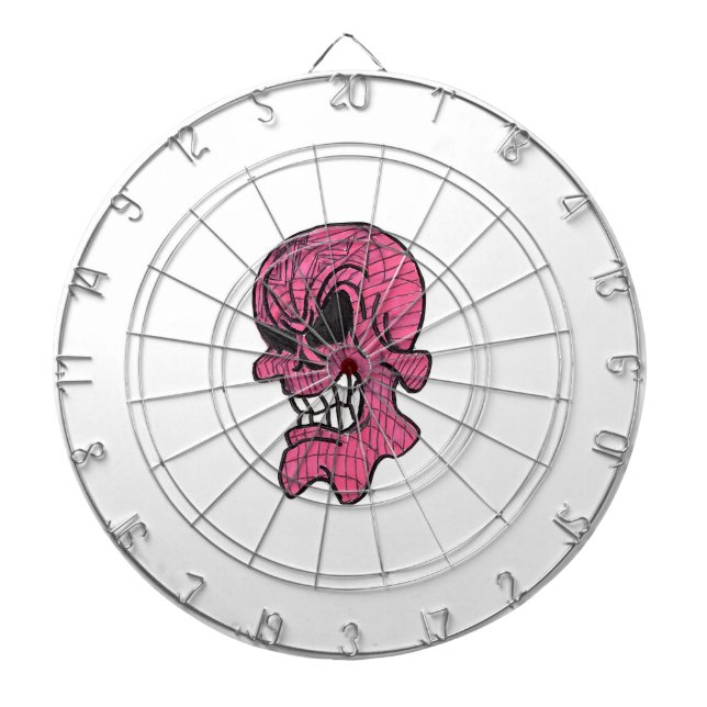Rosa Skull Metal Cage Dartboard Dartscheibe (vorne)