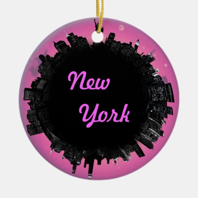 Rosa Skyline Keramik Ornament (Vorne)