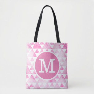 Rosa Smokey Marmor Karierte Dreiecke Monogramm