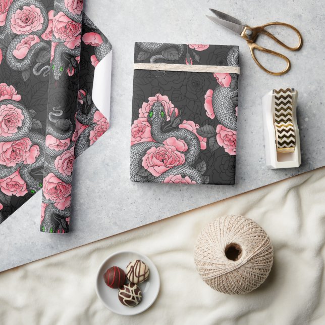 Rosa Snakes und Peach Geschenkpapier (Basteln)