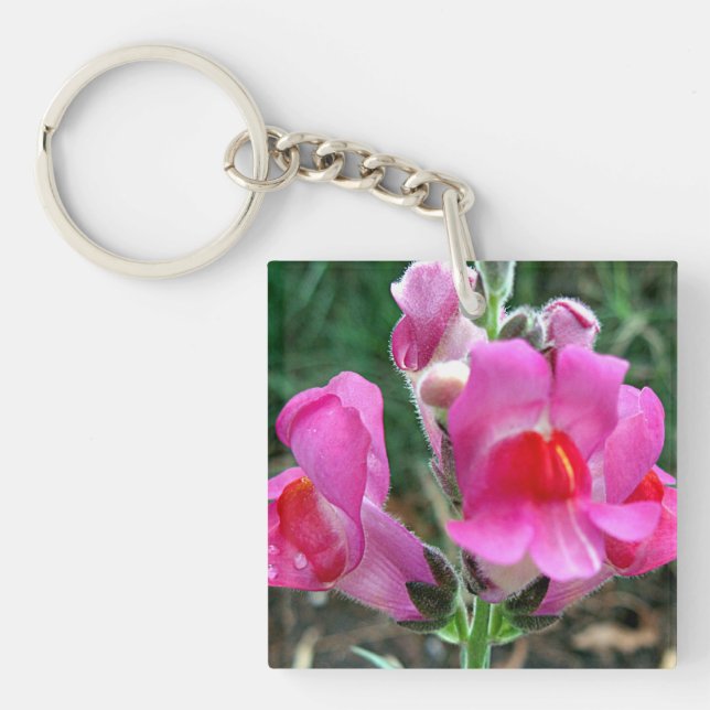 Rosa Snapdragon Blumen Schlüsselanhänger (Vorderseite)