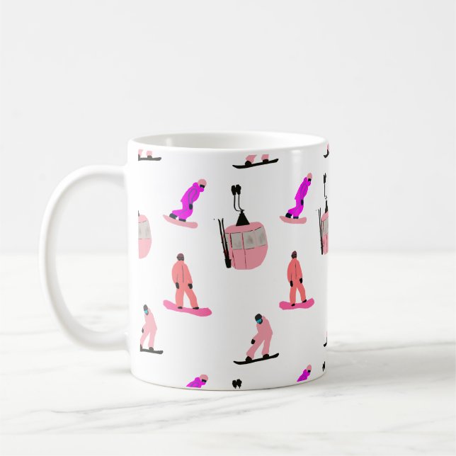 Rosa Snowboard Snowboarden Kaffeetasse (Links)