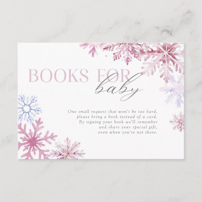 Rosa Snowflake-Bücher für Baby Insert Card 3.5x5 (Vorderseite)