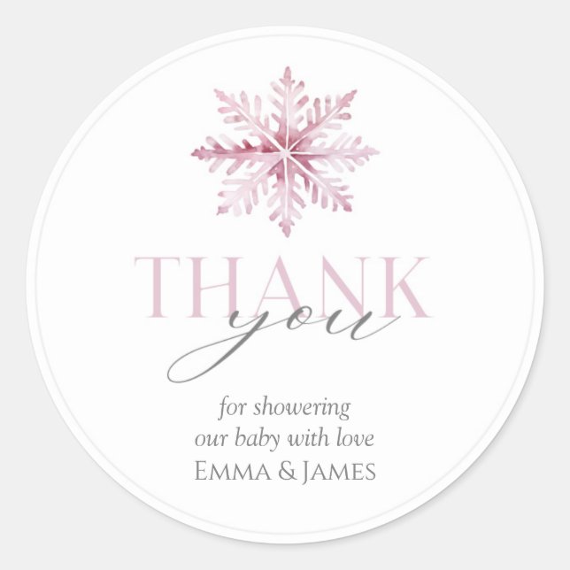 Rosa Snowflake Winter Wonderland Sticker (Vorderseite)
