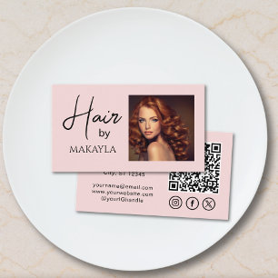 Rosa Social Icon QR Code Foto Haarstylist Visitenkarte