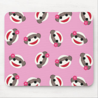 Rosa Socken-Affe-Blumen-Mädchen Mousepad