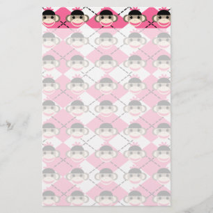 Rosa Socken Affen rosa Weiße Raute Diamond Briefpapier