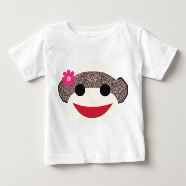 Rosa-Socken-Affenblütenmädchen Baby T-shirt (Vorderseite)