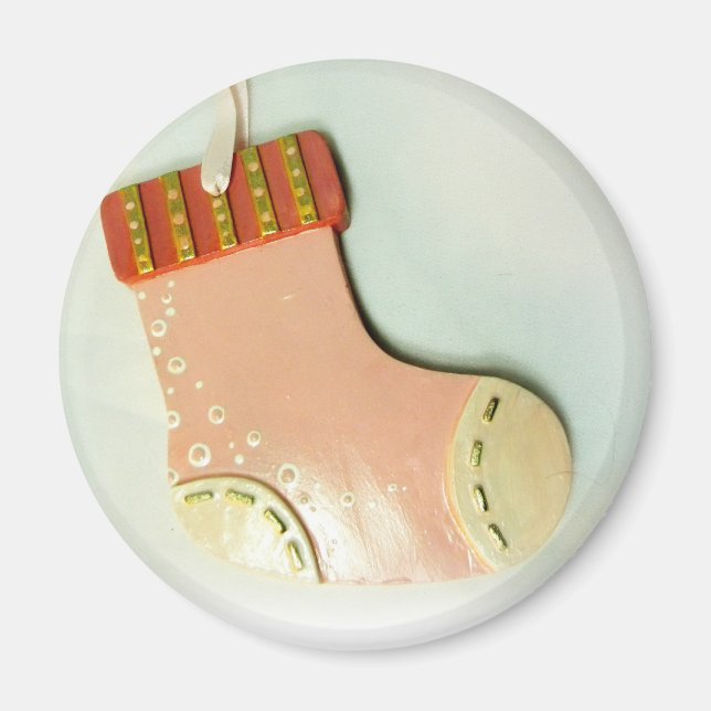 Rosa Socken-Verzierung Magnet (Vorne)