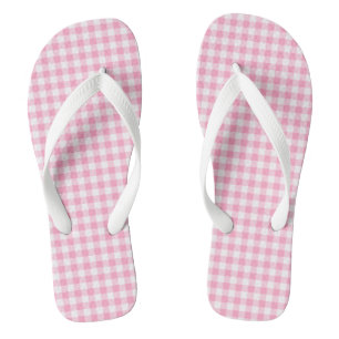 Rosa Soda Gingham Flip Flops Erwachsene, breite St