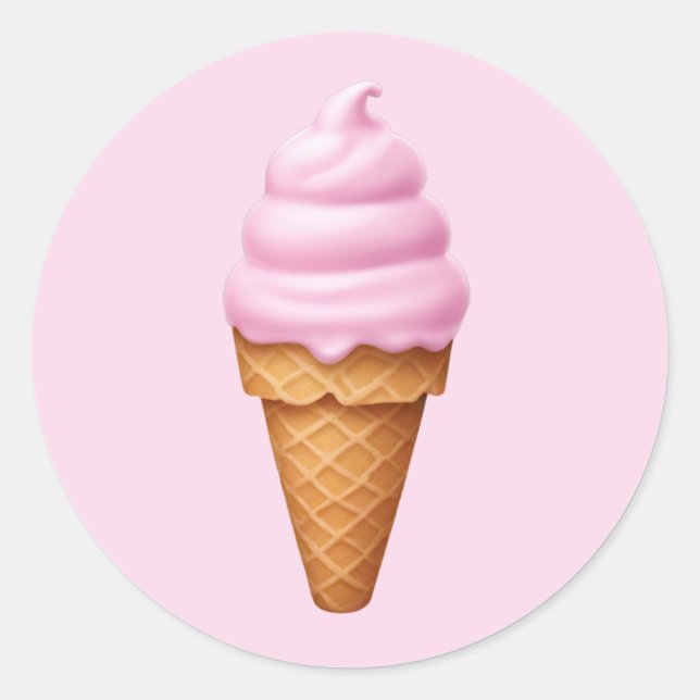 Rosa Soft Serve Ice Cream Emoji Runder Aufkleber (Vorderseite)