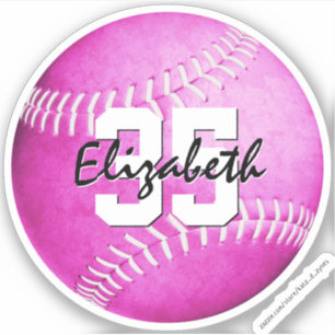 Rosa Softball des Mädchens Custom-Cut Vinyl Sticke Aufkleber