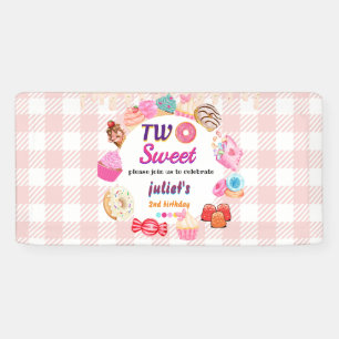 Rosa Sommer niedliche Kinder Mädchen zwei süße 2.  Banner