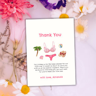 Rosa Sommer Strand Bum Girl Baby Shower Dankeskarte