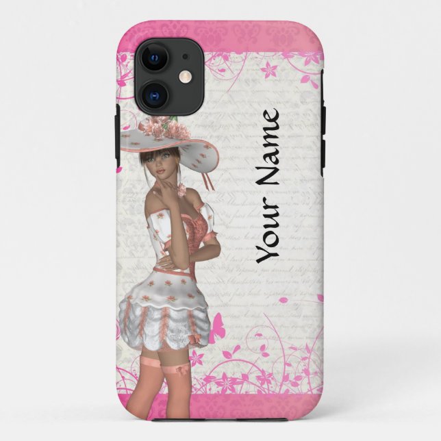 Rosa Sommermädchen Case-Mate iPhone Hülle (Rückseite)