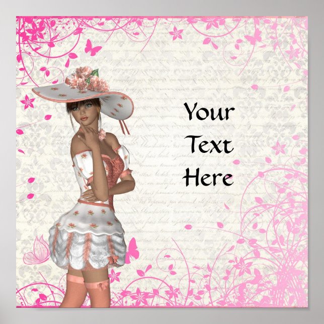 Rosa Sommermädchen Poster (Vorne)