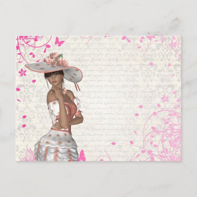 Rosa Sommermädchen Postkarte (Vorderseite)