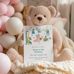 Rosa Songbird mit Tierband Einladung