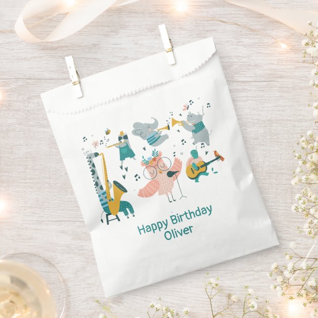 Rosa Songbird mit Tierband Geburtstag Geschenktütchen (Ausgeschnitten)