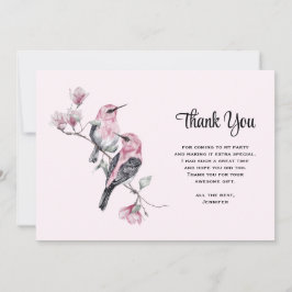 Rosa Songbirds auf einem Baumzweig Dankeskarte