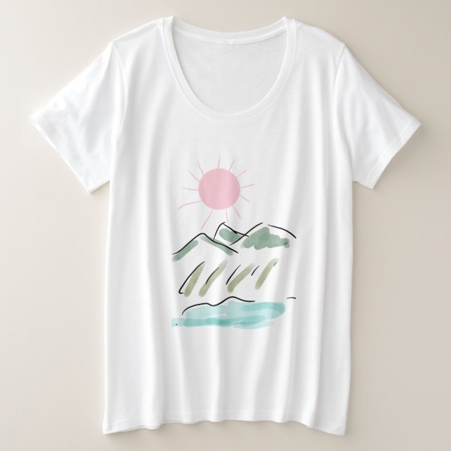 Rosa Sonne - Frau übergroß im Shirt (Design vorne)
