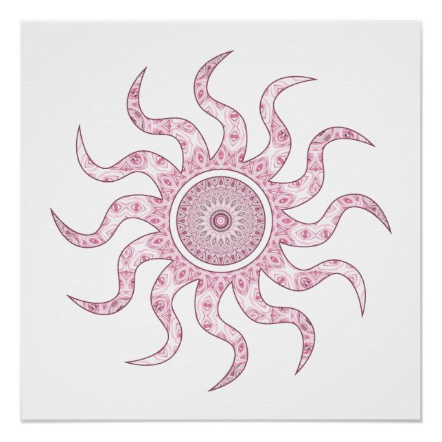 Rosa Sonnen-Mandala-Design Poster (Vorderseite)
