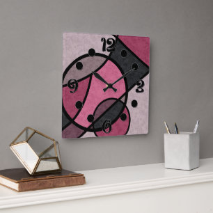 Rosa Sonnenaufgang , abstrakt Quadratische Wanduhr