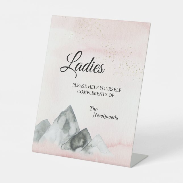 Rosa Sonnenaufgang Hochzeit Damen Badezimmer Sockelschild (Vorderseite)