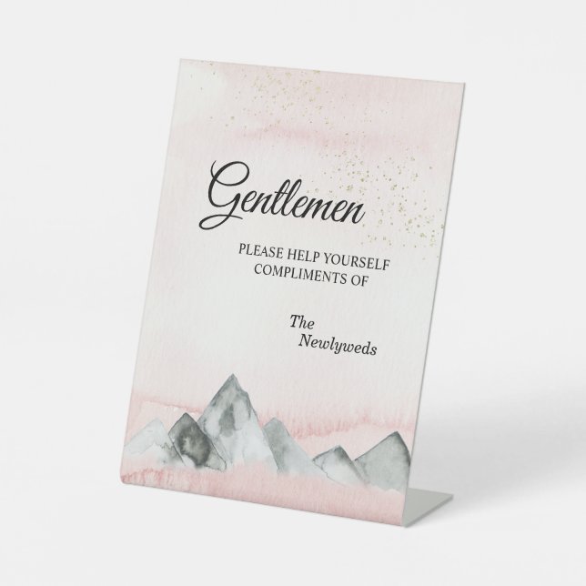 Rosa Sonnenaufgang Hochzeit Herren Bad Sockelschild (Vorderseite)