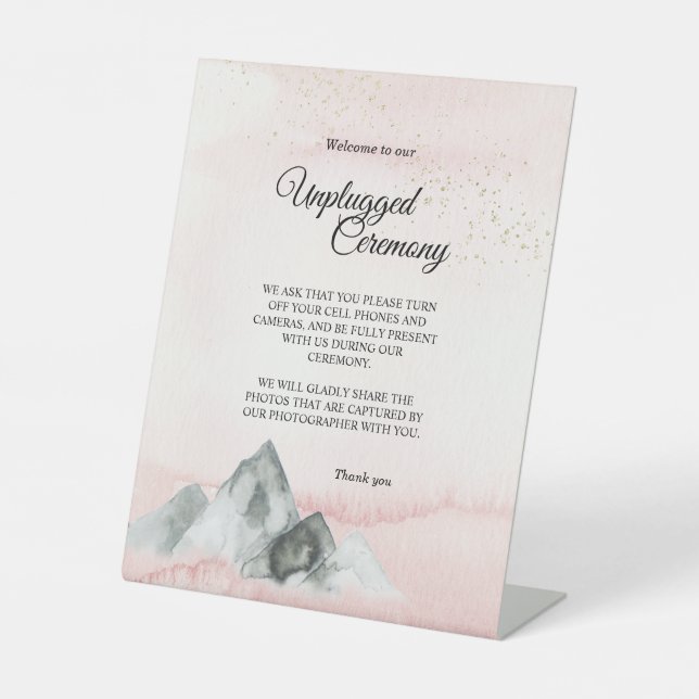 Rosa Sonnenaufgangsgebirge Hochzeit nicht gestopft Sockelschild (Vorderseite)