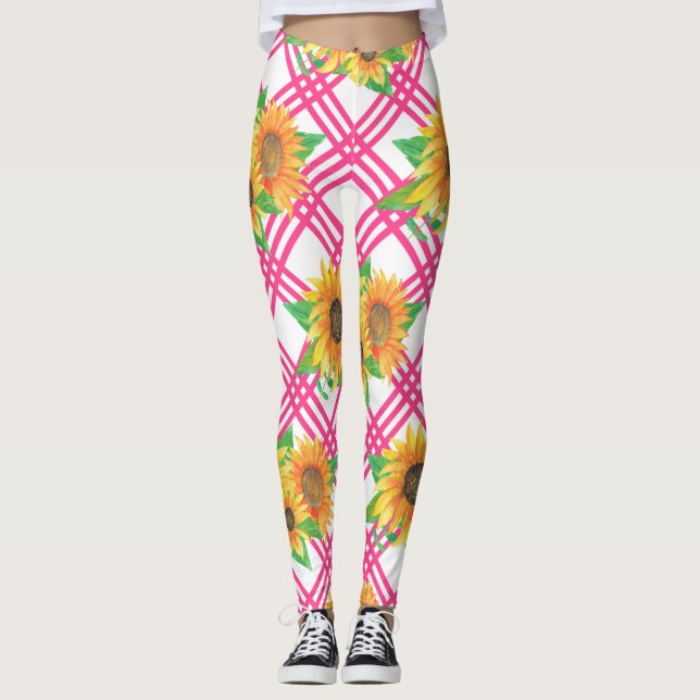 Rosa Sonnenblume Leggings (Vorderseite)