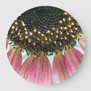 Rosa Sonnenblumen-Wanduhr Große Wanduhr