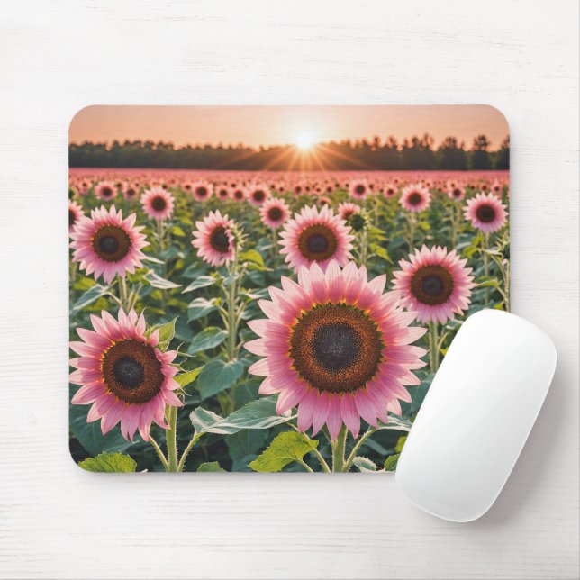 Rosa Sonnenblumenfeld Mousepad (Mit Mouse)