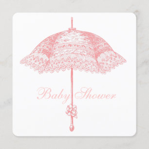 Rosa Sonnenschirm Baby Mädchen Shower Einladung