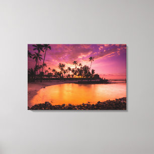 Rosa Sonnenuntergang am Hawaii-Strand Leinwanddruck