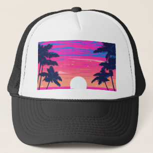 Rosa Sonnenuntergang am Strand Truckerkappe
