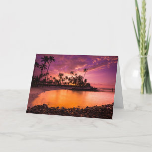 Rosa Sonnenuntergang am Strand von Hawaii Karte