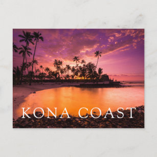 Rosa Sonnenuntergang am Strand von Hawaii Postkarte