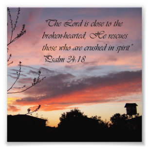 Rosa Sonnenuntergang-Psalm-24:18 Fotodruck