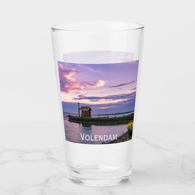 Rosa Sonnenuntergang über dem See Glas (Vorderseite)
