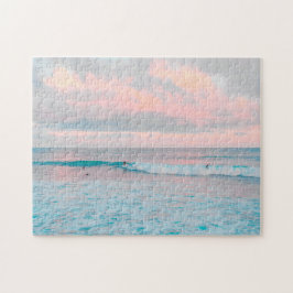 Rosa Sonnenuntergang und Ozean Puzzle