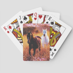 Rosa Sonnenuntergang Western Land Galopp Pferde Spielkarten
