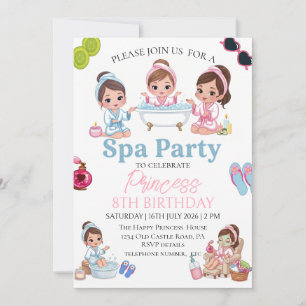 Rosa Spa-Party-Einladung zum 8. Geburtstag eines M Einladung