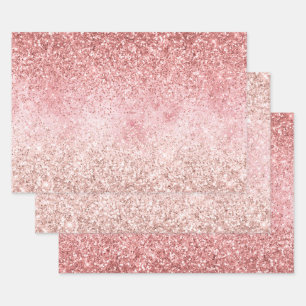 Rosa Sparkasse Girly Glitzy Glam Glitzer Geschenkpapier Set