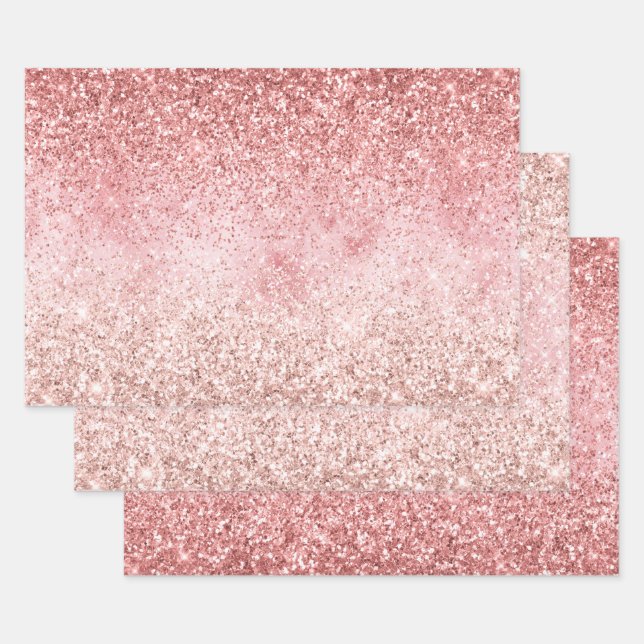 Rosa Sparkasse Girly Glitzy Glam Glitzer Geschenkpapier Set (Set)