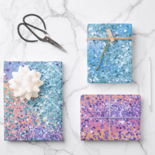 Rosa Sparkasse Lila Aqua Glitzer Confetta  Geschenkpapier Set