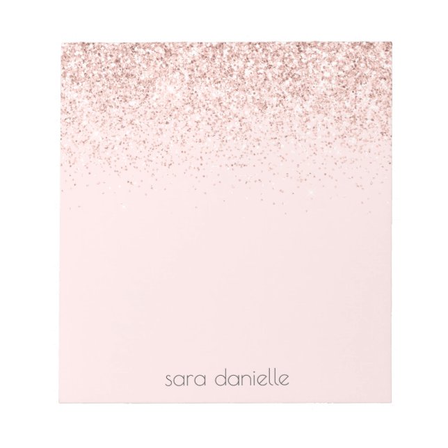 Rosa Sparkle Glitzer Confetti, rosa Personalisiert Notizblock (Vorderseite)