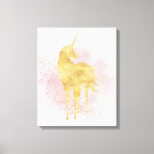 Rosa Sparkle Gold Einhorn Leinwanddruck